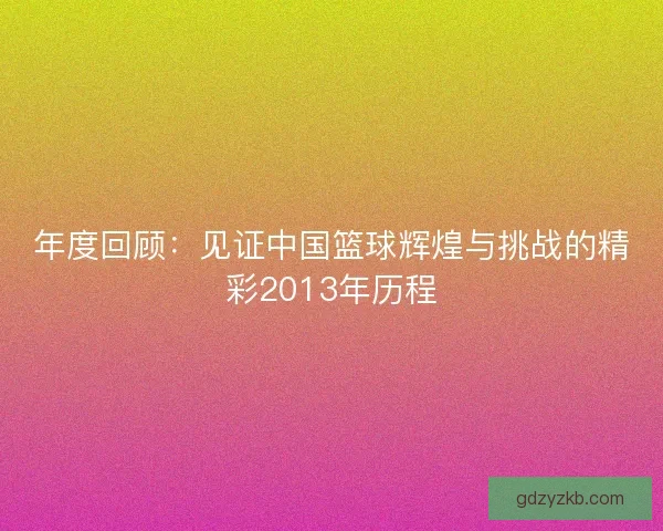 年度回顾：见证中国篮球辉煌与挑战的精彩2013年历程