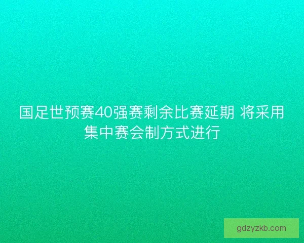 国足世预赛40强赛剩余比赛延期 将采用集中赛会制方式进行
