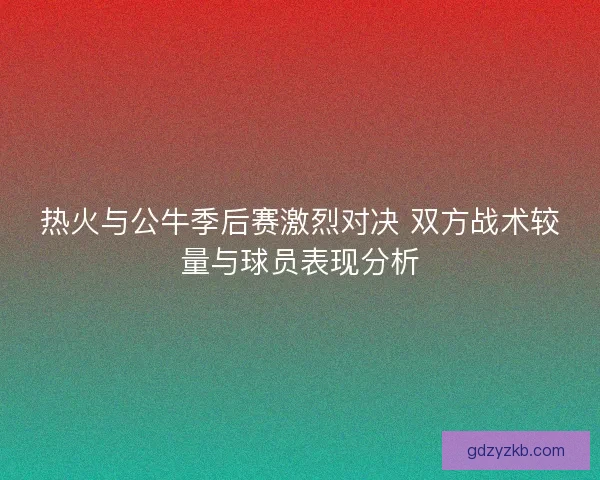 热火与公牛季后赛激烈对决 双方战术较量与球员表现分析
